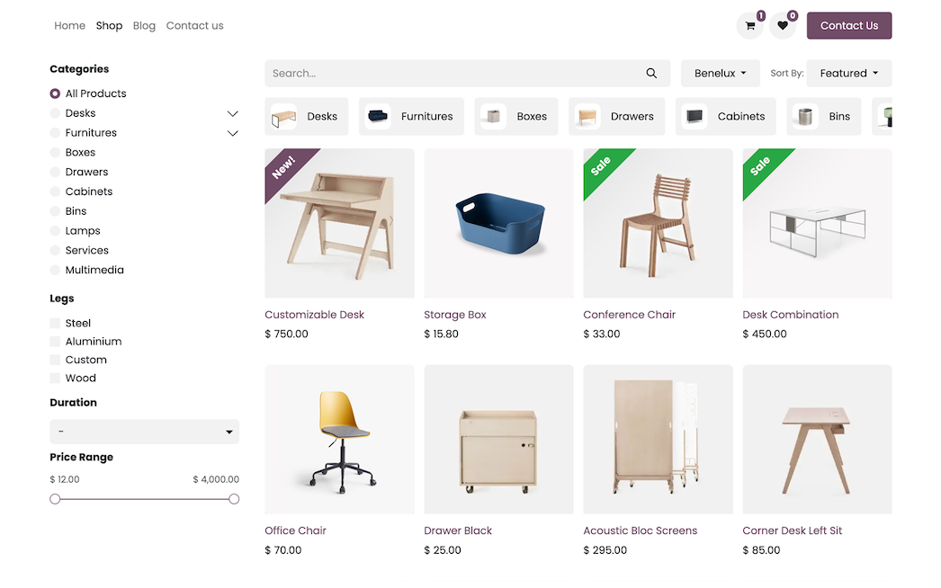 Odoo eCommerce Products